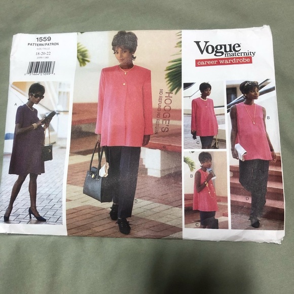 Vogue 1559- Vogue maternity career wardrobe- 18-20-22- pants, dress, skirt, coat - Picture 1 of 9